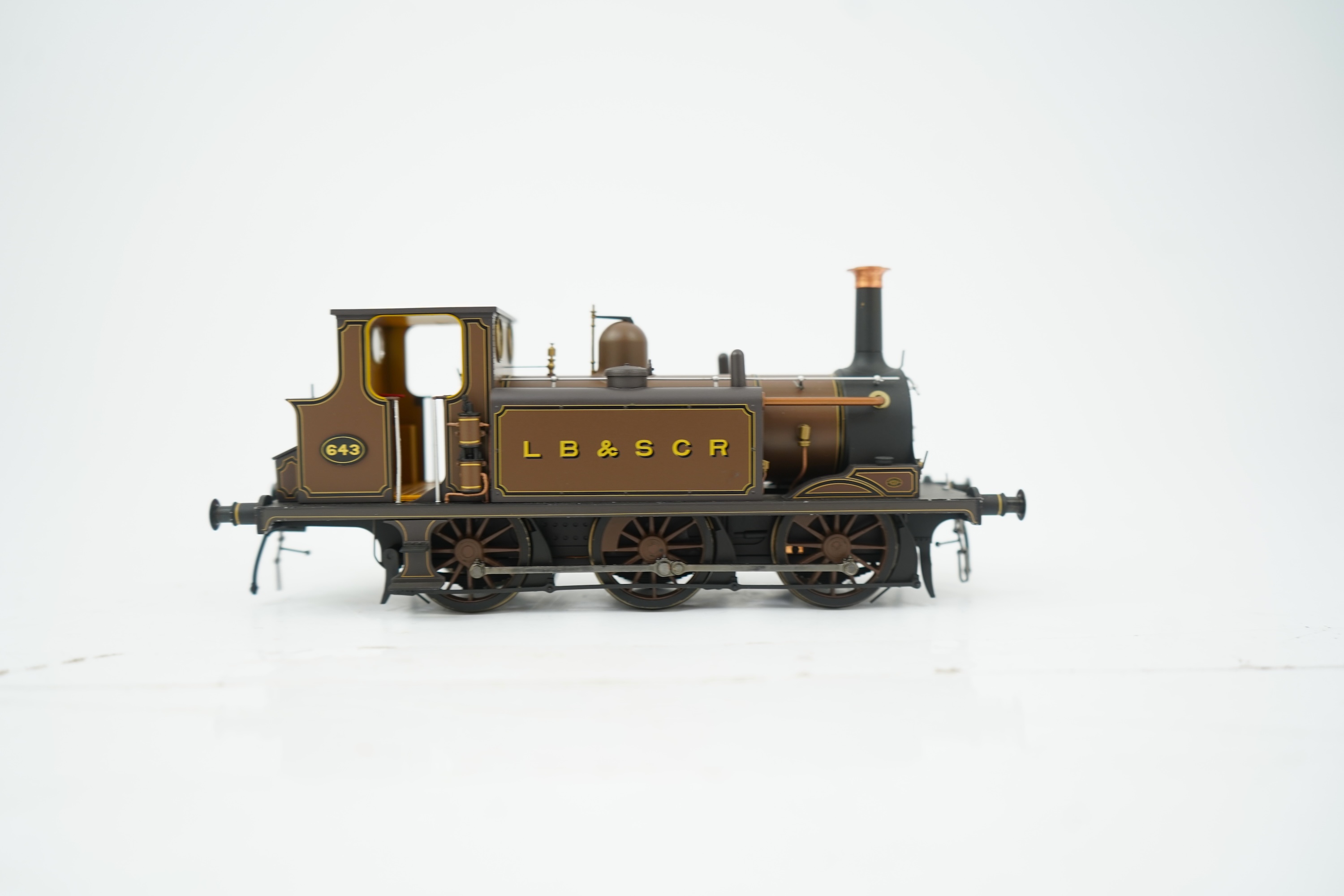 An 0 gauge Dapol model of LB&SCR Class A1, 643, 0-6-0T ‘terrier’ locomotive, powered for two rail operation, with original box and maintenance sheet.